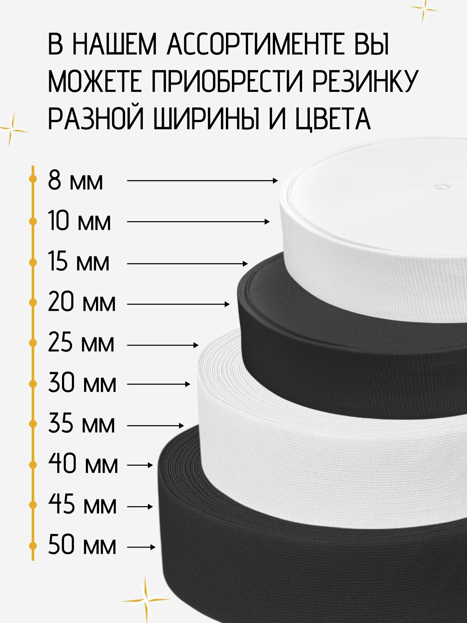 Резинка для шитья и рукоделия вязаная 35 мм, эластичная лента черная для одежды и шитья, отрез 1 м — фото 1