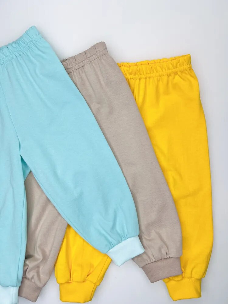 Брюки  размер 52 (80-86) бежевый бирюзовый желтый