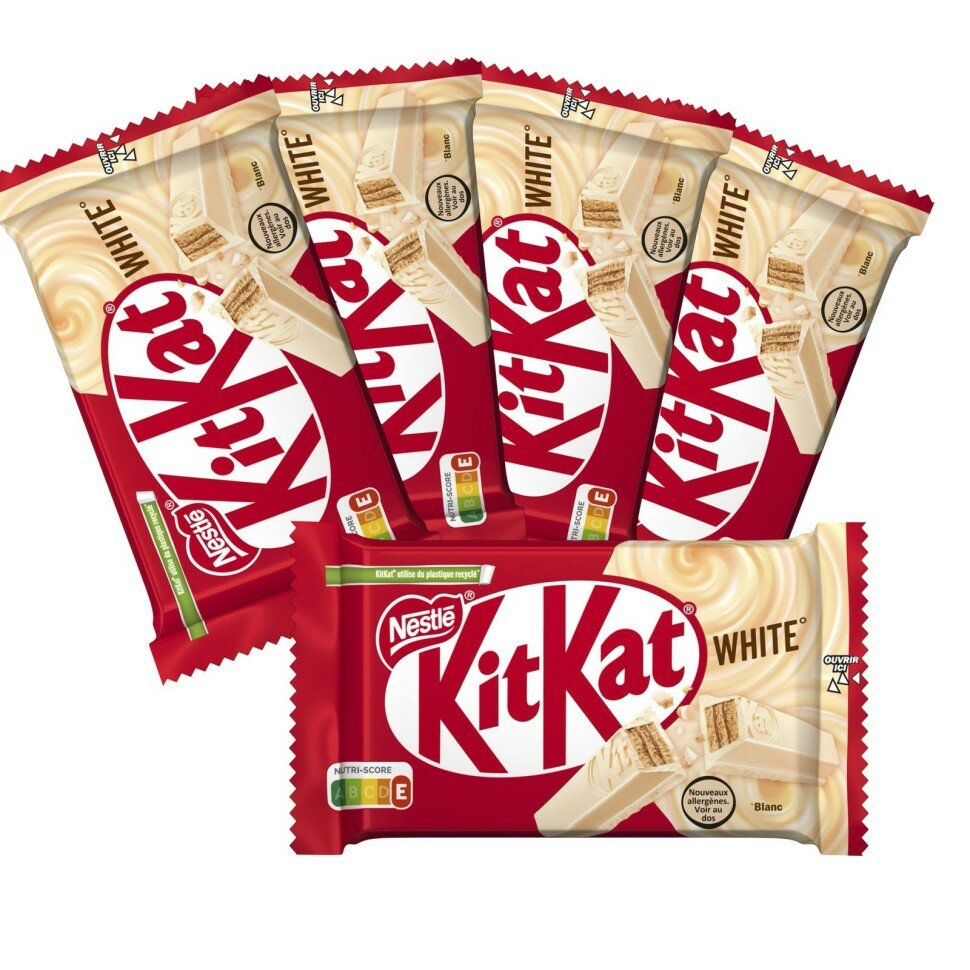 Батончики KitKat Classic White, белый шоколад, хрустящие вафли, 41,5 грамм, 5 штук