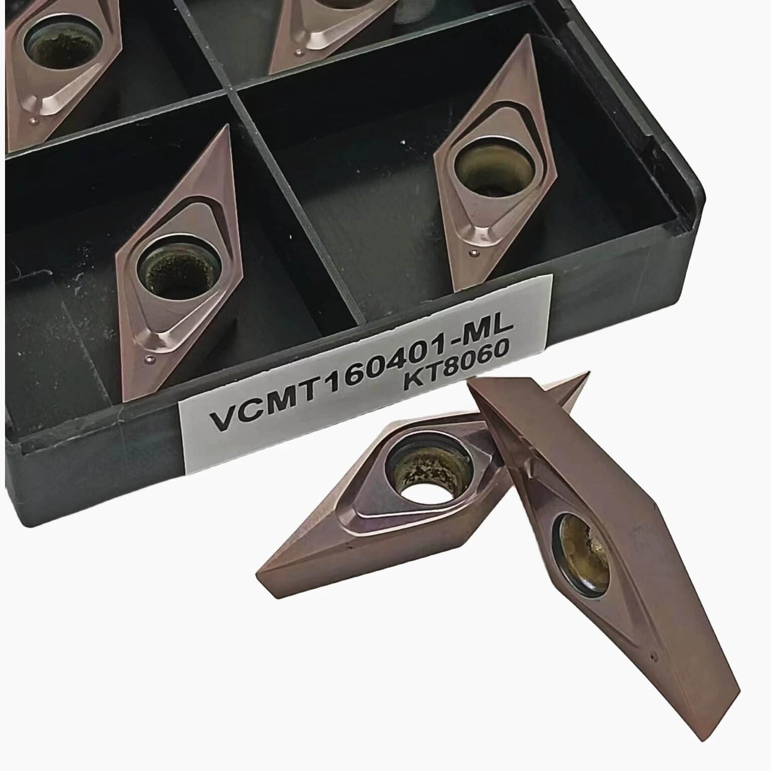 Высокоэффективный станок VCMT 160402 VCMT 160404 VCMT 160401 KT8060 Токарный режущий инструмент с ЧПУ Высокоточный стандарт VCMT, VCMT160401-ML KT8060, 10PCS(1BOX)