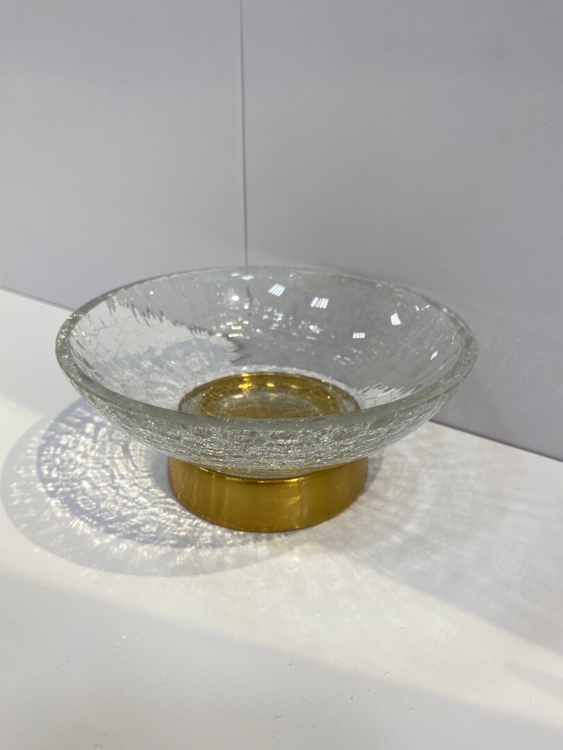 Мыльница настольная WINDISCH CRACKED CRYSTAL GLASS 92131SO золото матовое d120h55