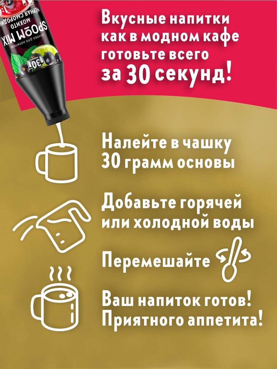 Основа для напитков SPOOM MIX Мохито чёрная смородина, бутылка 1 кг — фото 1