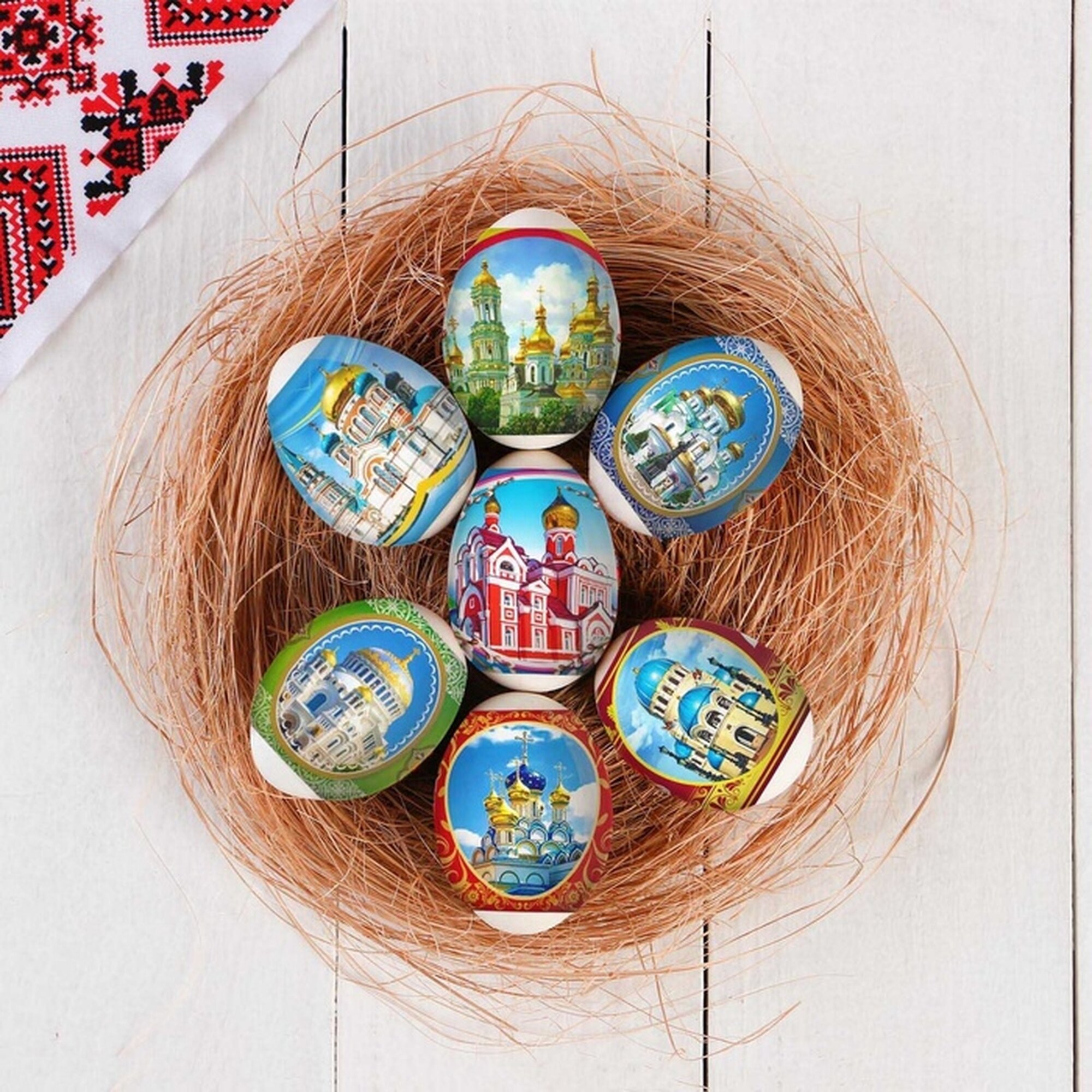 Плёнка пасхальная термоусадочная «Соборы» наклейка на 7 яиц