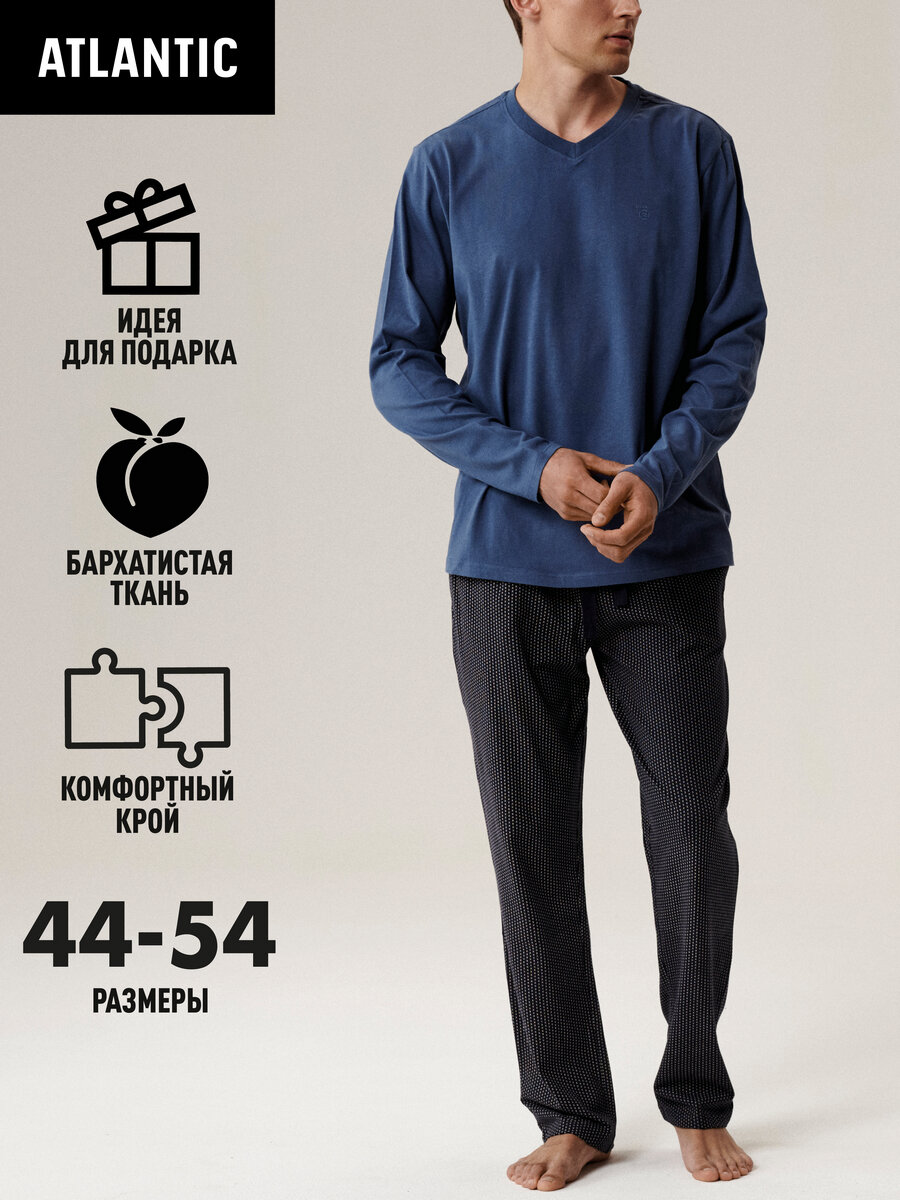 Пижама Atlantic  размер 48  синий  голубой