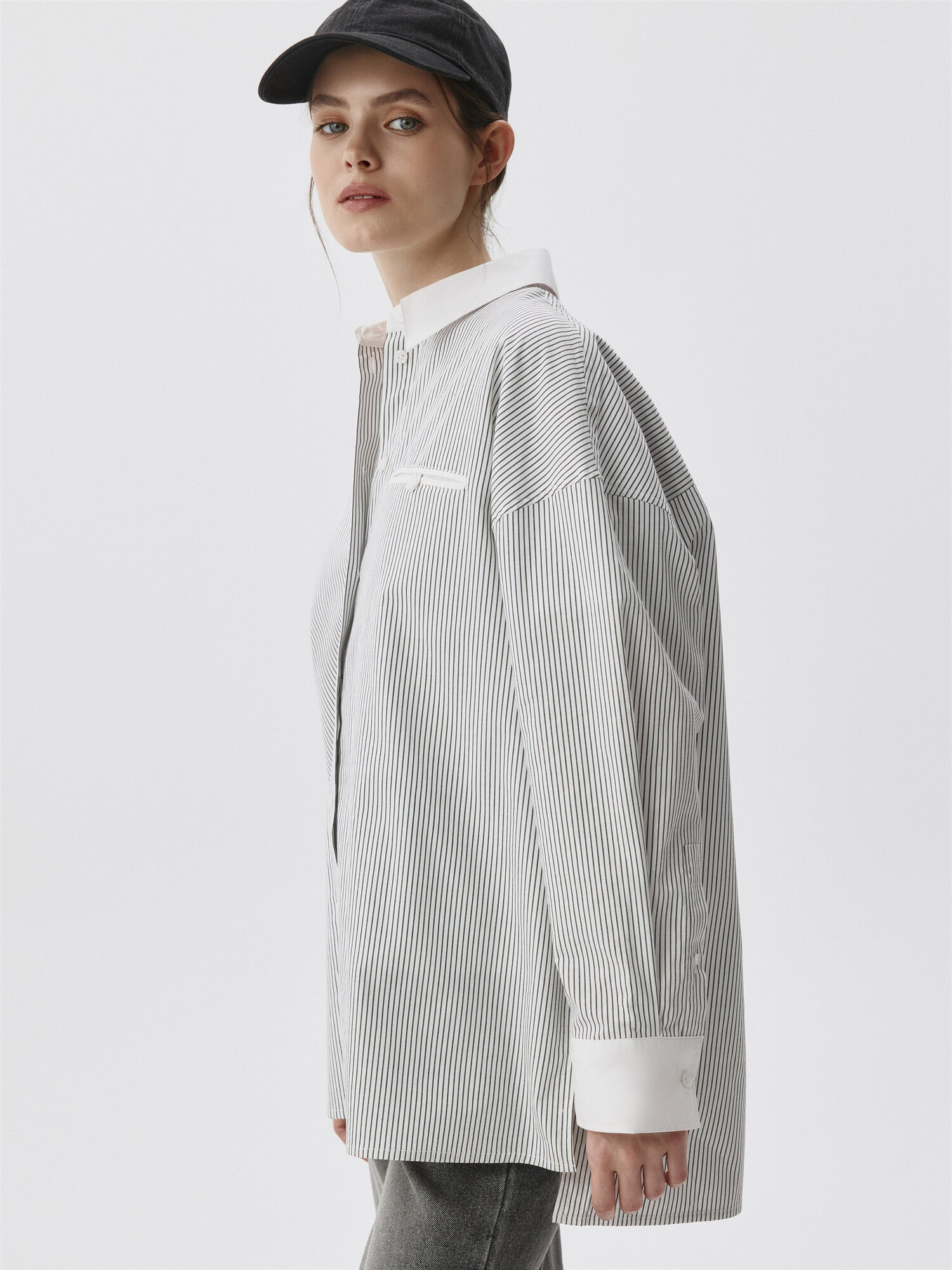 Рубашка Sela, размер L INT, черный графика мелкая — фото 1