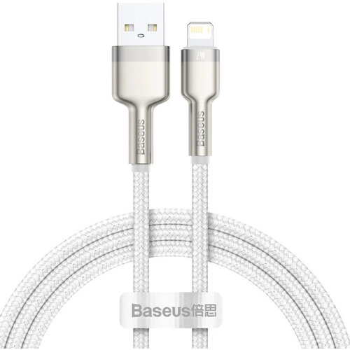 Кабель Baseus Cafule Series Metal USB - Lightning 2.4А (CALJK), 1 м, белый кабель baseus usb to ip 2 4a 0 25m black caljk 01