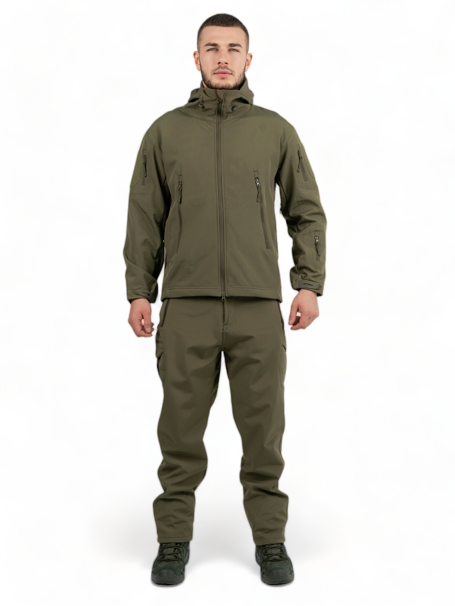Тактический мужской демисезонный костюм Softshell оливковый XL — фото 1