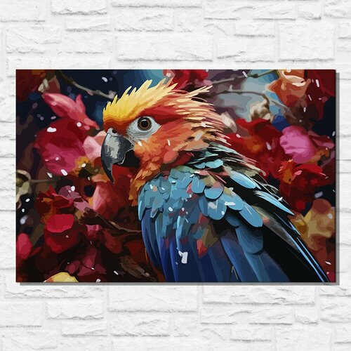 Картина по номерам на холсте животные красочный попугай (птица, ара) - 12631 Г 60x40