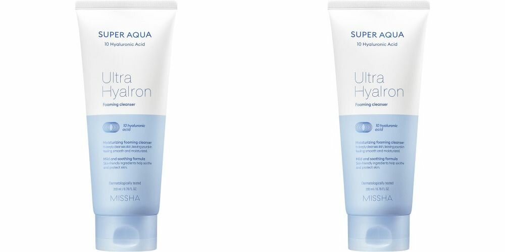 Missha Пенка для умывания и снятия макияжа Aqua Ultra Hyalron, 200 мл, 2 шт