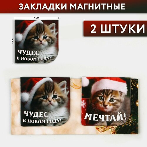 фото Магнитные закладки 2 шт на подложке «чудес в новом году!» россия