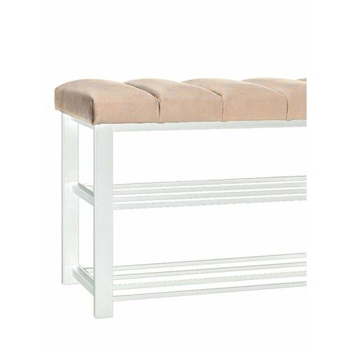 Обувница в прихожую с сиденьем узкая металлическая 8 пар