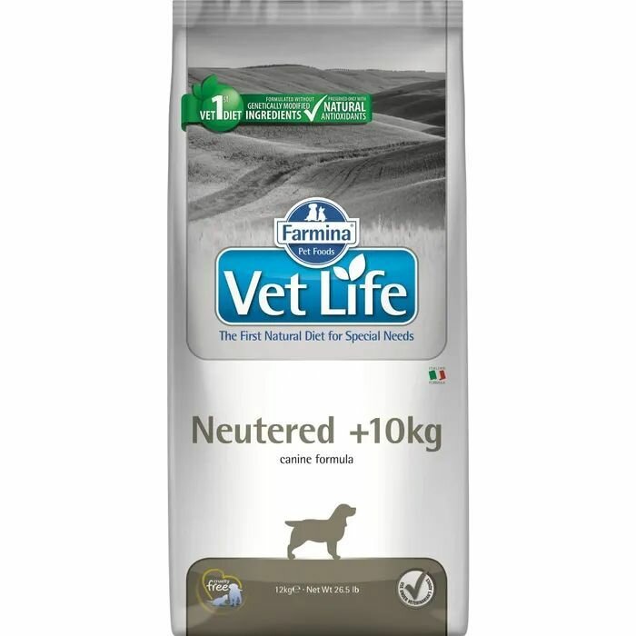 Сухой корм для кастрированных собак больше 10 кг. Farmina Vet Life Neutered +10kg 12 кг.