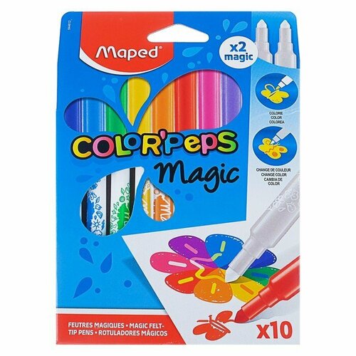 Фломастеры 10 цветов, Maped Color Peps MAGIC, меняющие цвет (комплект из 3 шт)