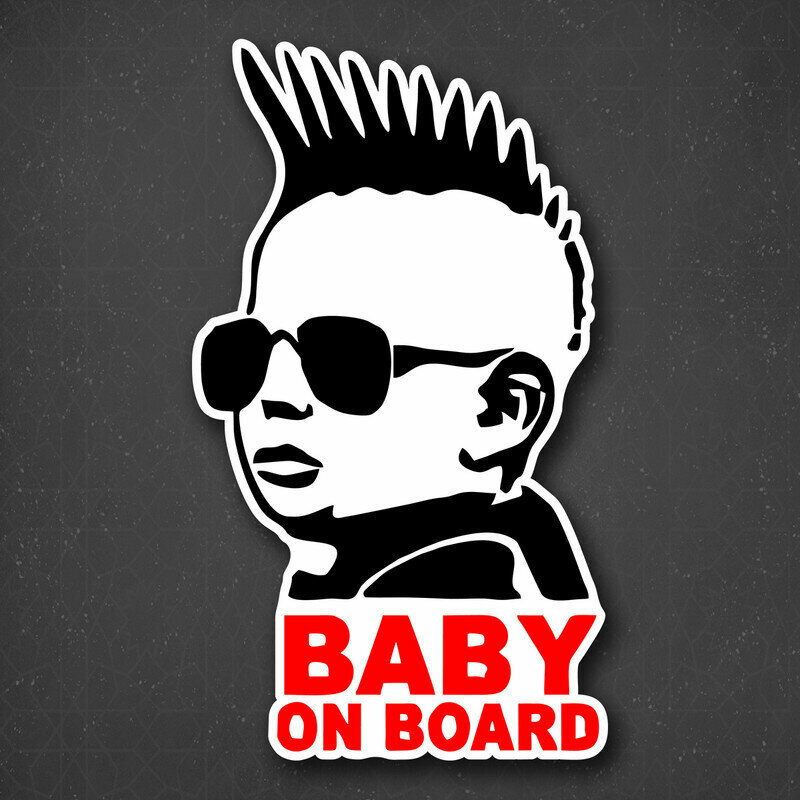 Наклейка на авто "Ребенок в машине - baby on board панк" 13x24 см