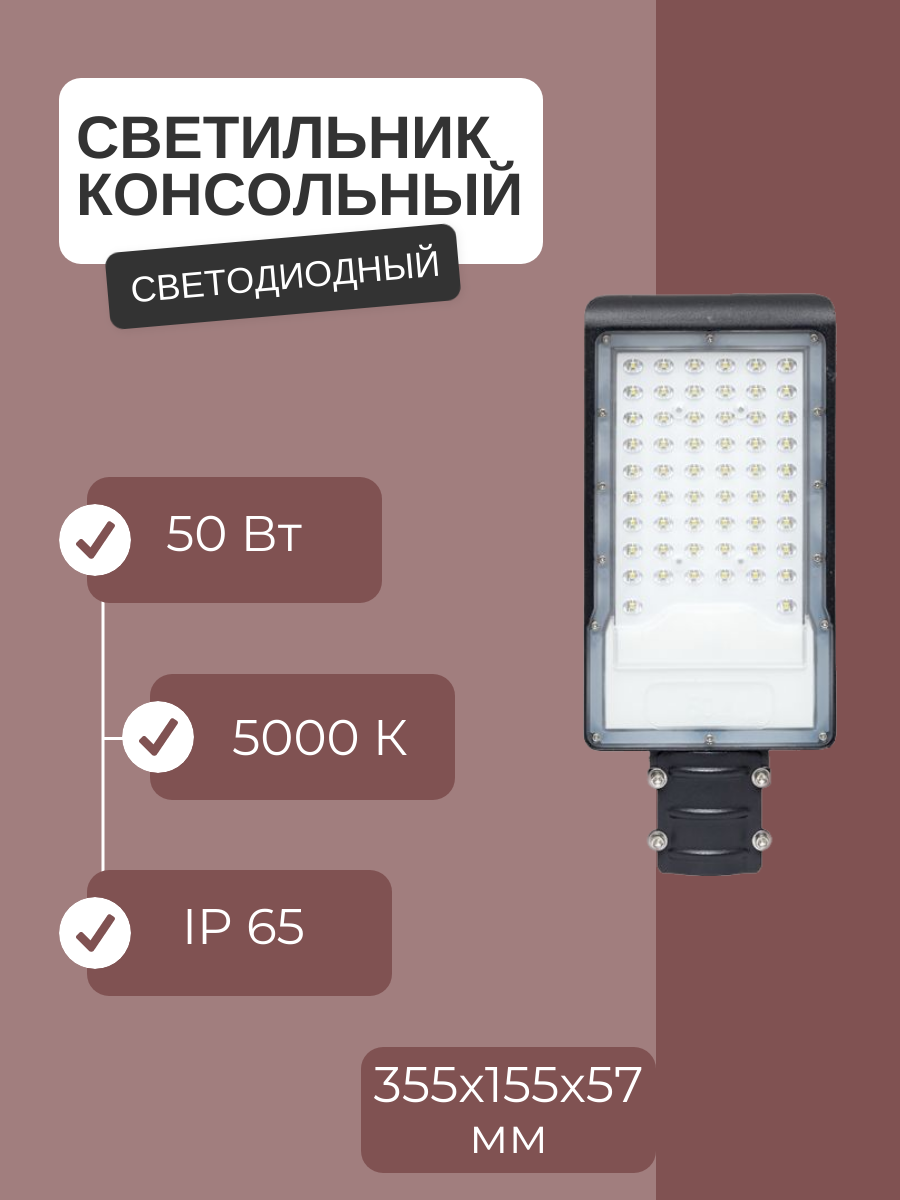 Светильник консольный светодиодный ДКУ-9002-Ш 50Вт 5000К IP65