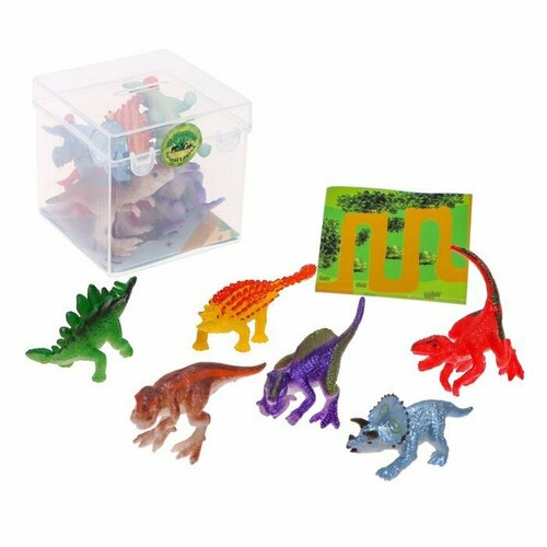 Набор животных «Мир динозавров», 6 фигурок, карта (комплект из 6 шт)