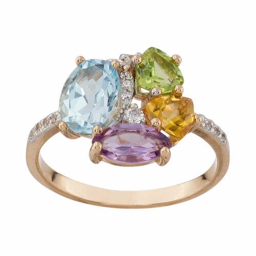 фото Кольцо aloris, красное золото, 585 проба, топаз, размер 17 aloris jewelry