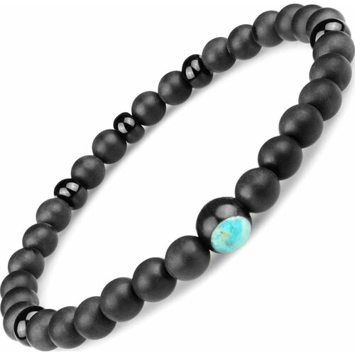 фото Браслет everiot, агат, размер 19 см, черный