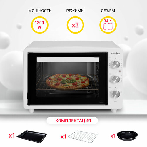 Мини-печь Simfer M3470 3 режима цвет белый 7062₽