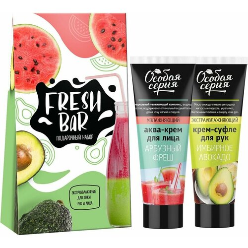 Подарочный набор Особая серия Fresh Bar Аква-крем для лица Арбузный фреш 75мл + Крем-суфле для рук Имбирное авокадо 75 х1шт