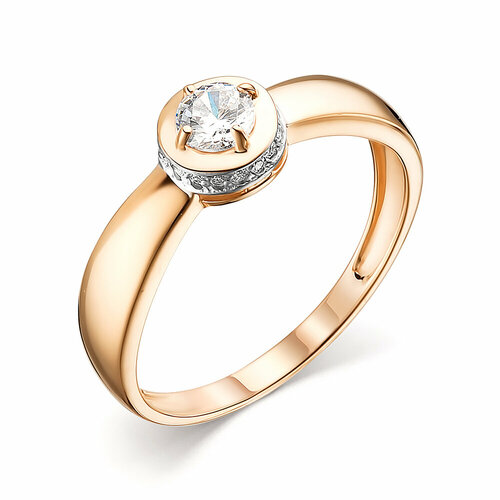фото Кольцо diamant online, золото, 585 проба, фианит, размер 16, прозрачный