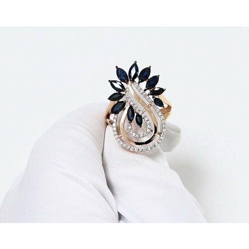 фото Кольцо diamant online, золото, 585 проба, сапфир, размер 18