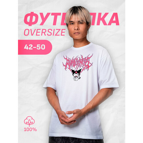 фото Футболка smerch, размер 50, розовый, белый