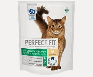 Изображение товара Сухой корм Perfect Fit для стерилизованных кошек и кастрированных котов курица 2,5кг