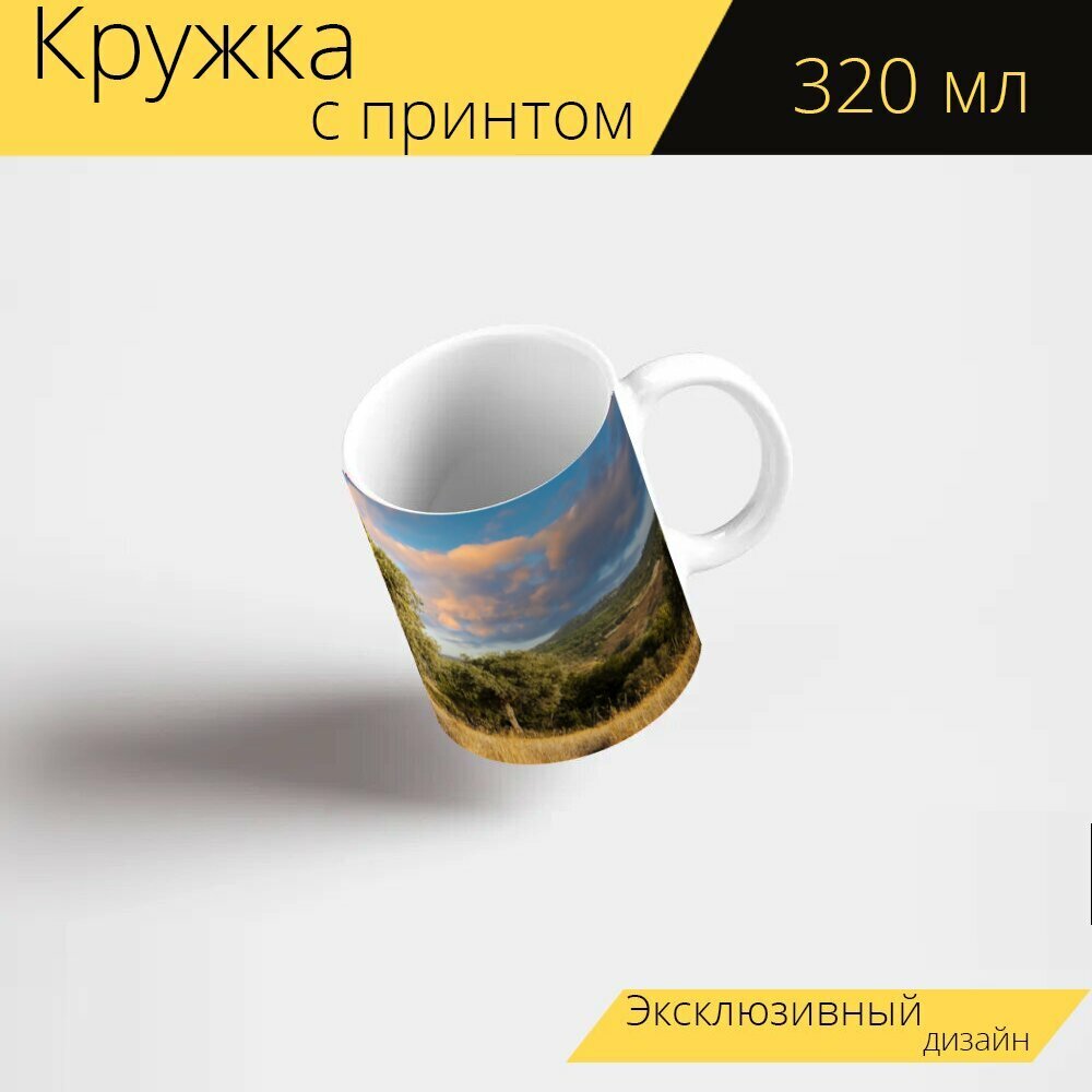 Кружка с рисунком, принтом "Оливковые деревья, деревья, оливковая роща" 320 мл.