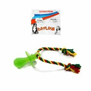 Игрушка для собак DOGLIKE Соска с канатом резиновая, зеленая (10 см)