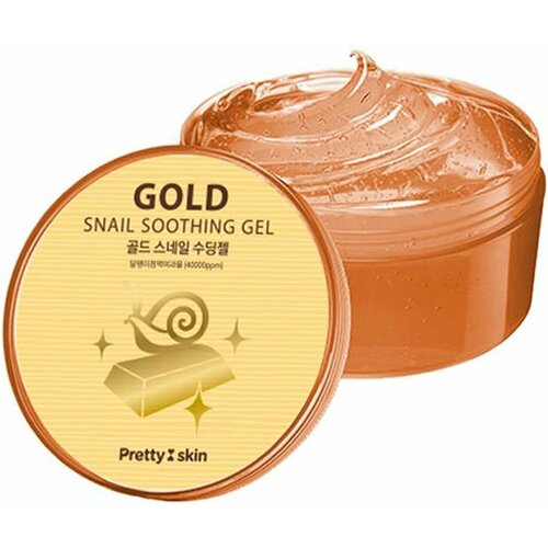 Гель для лица и тела Prettyskin мультифункциональный с муцином улитки и 24К золотом 300мл х2шт