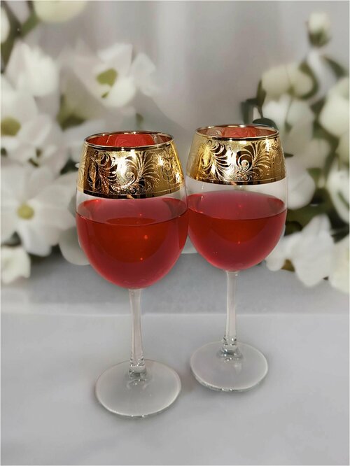 Подарочный набор бокалов для вина с алмазной гравировкой PROMSIZ перфетто, 445 мл, 2 шт.