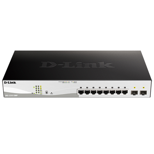 D-Link Коммутатор D-Link PROJ Smart L2 Switch 8х1000Base-T PoE, 2х1000Base-X SFP, PoE Budget 130W, Compact CLI