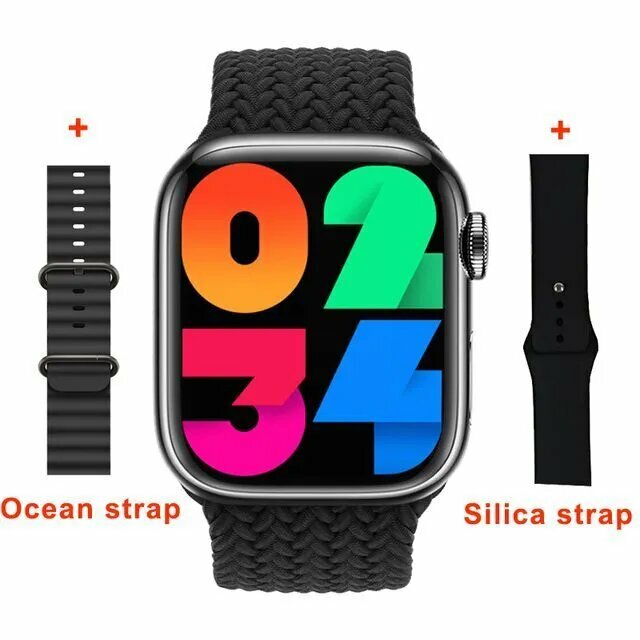 Умные часы 9, Smart Watch HW9 PRO MAX Черные, 3 ремешка, Flupsic