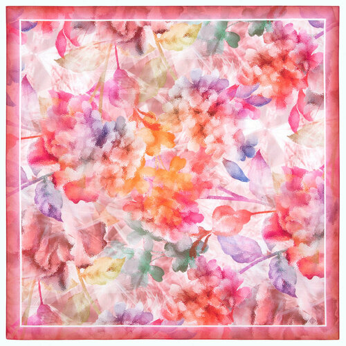 фото Платок павловопосадская платочная мануфактура, 80х80 см, розовый, зеленый