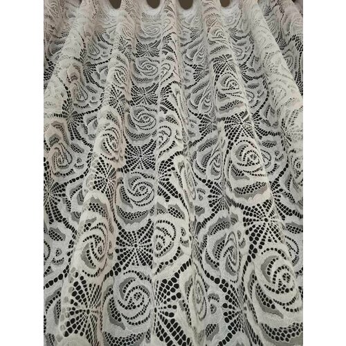 Тюль ажурная белая, крепление лента, 260х400 см.