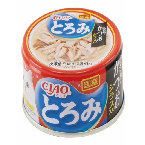 INABA Ciao Toromi 80 г консервы для кошек куриное филе с тунцом кацуо и мальками ширасу в бульоне 72 шт