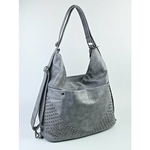 фото Сумка хобо 6615, фактура гладкая, серый babak