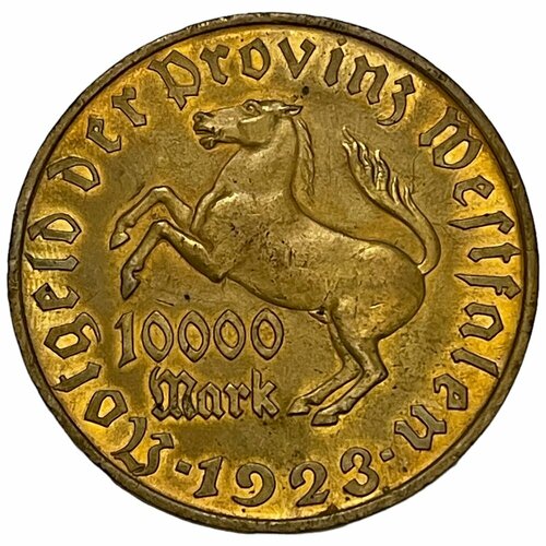 Веймарская Республика, Вестфалия 10000 марок 1923 г. (Фрайхерр фон Штайн) (Cu/Au) (Шир. кант) (3)