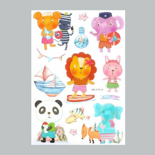 Наклейка пластик многослойная Зверята на море 50х35 см 650₽