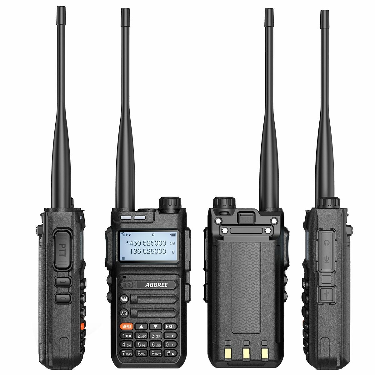 Портативная радиостанция ABBREE AR-F5 8W с функцией захвата частоты / рабочий диапазон 136-520/ (FM-модулем) — фото 2