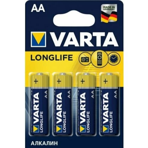 Батарейка Varta LONGLIFE LR6 AA 04106101414 BL4 Alkaline 1.5V батарейка varta aaa lr03 energy alkaline bl4 4103 4шт