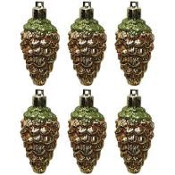 Набор елочных игрушек Волшебная страна Шишки, 007475, золотой, 6 шт. — фото 1