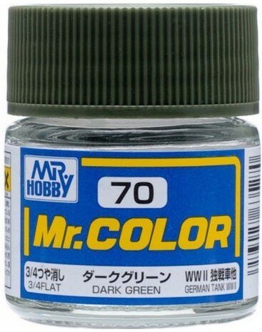 Краска акриловая на специальном разбавителе MR.HOBBY Mr.Color Dark green, матовая, 10 мл.