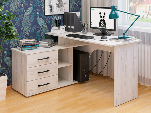 Изображение товара Стол компьютерный МК"Пирамида" СК-62, угловой, универсальный (правый, левый), цвет крафт светлый, 750х138х118 см