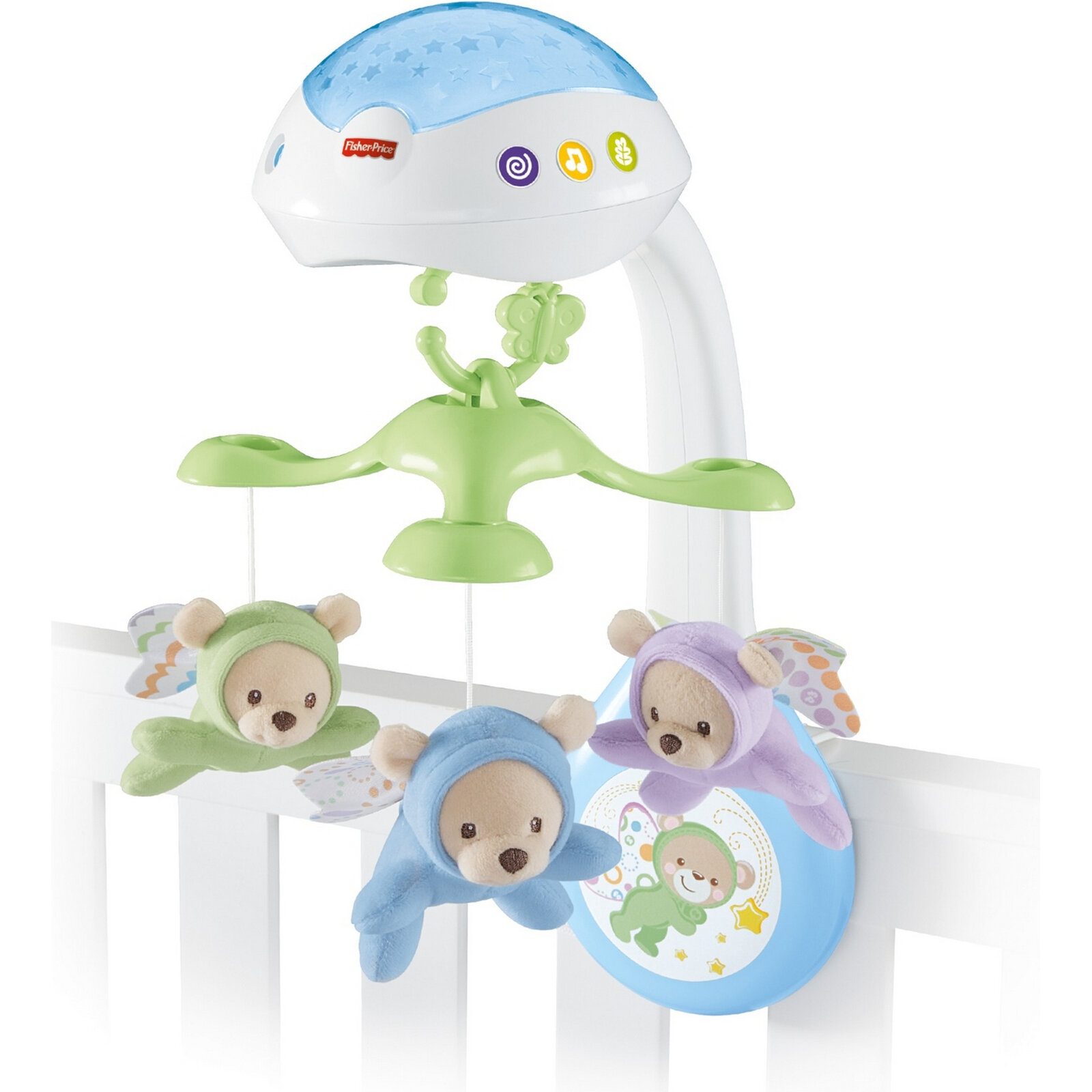 Электронный мобиль Fisher-Price Мечты о бабочках CDN41, белый/голубой — фото 1