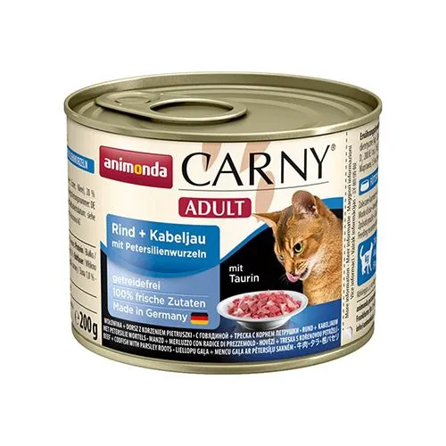 фото Влажный корм Animonda Carny Adult для кошек, говядина/треска/петрушка 6шт. по 200г.