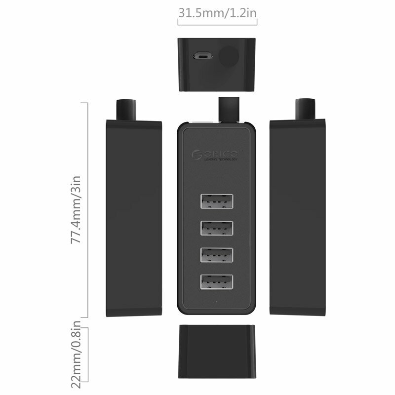 USB-концентратор ORICO W5P-U2 разъемов: 4