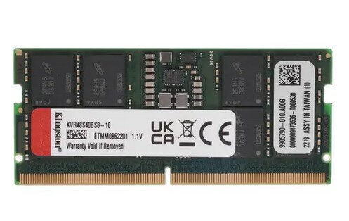 Kingston So-dimm DDR5 16Gb 4800MHz pc-38400 CL40 1.1V (kvr48s40bs8-16)