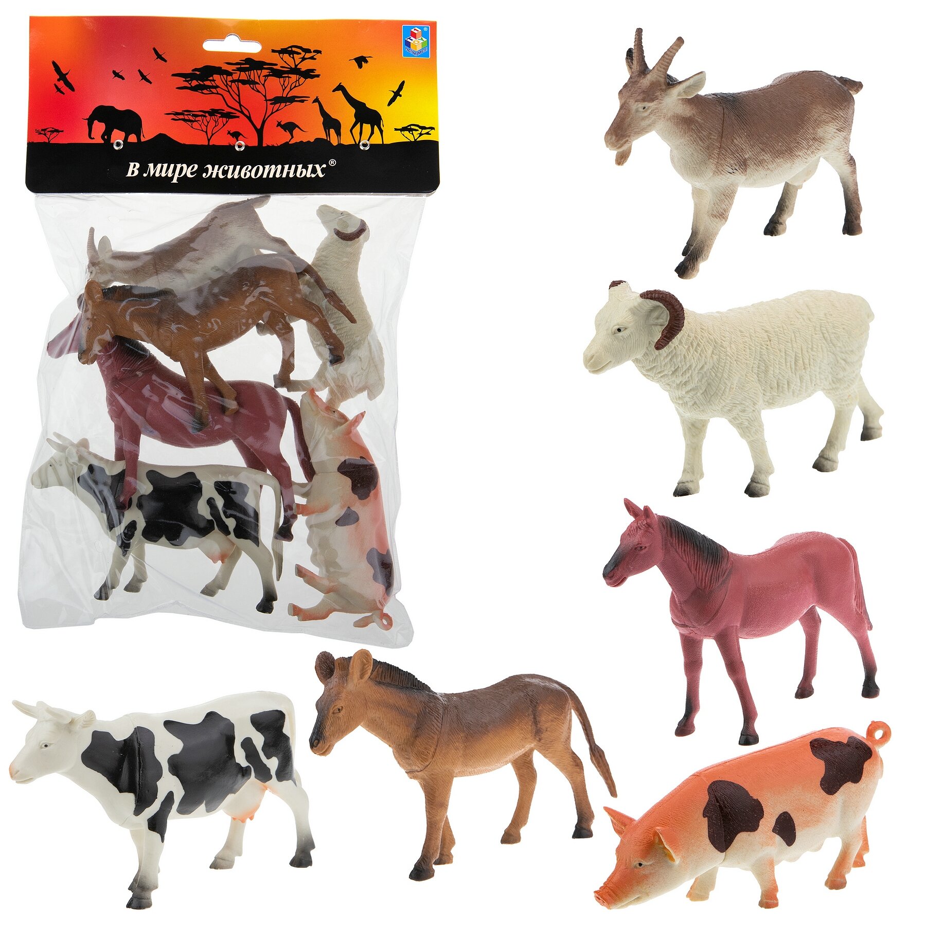 Набор игрушечных животных с фермы (6 штук х 15 см) (Т50554) 1toy - фото №17